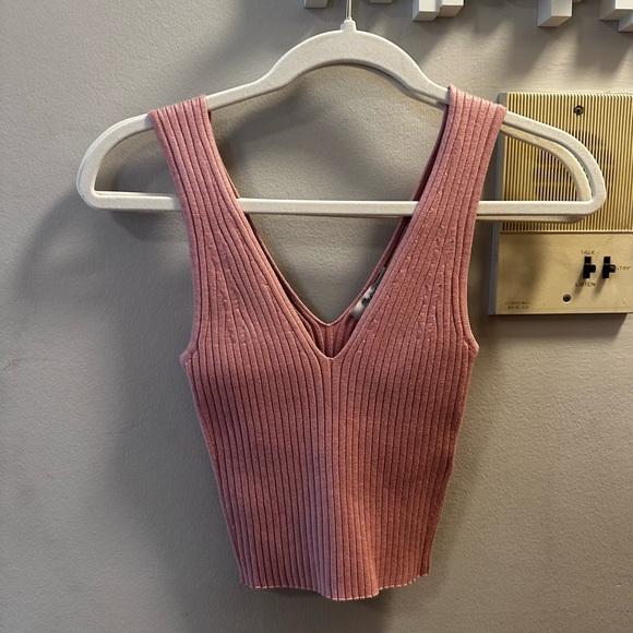 Madewell Pink Ribbed Sweater Tank Top - Picture 1 of 2